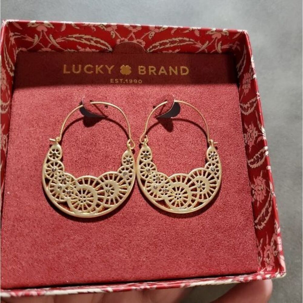 Lucky brand jeweled hoop filigree earrings NEW!!!!